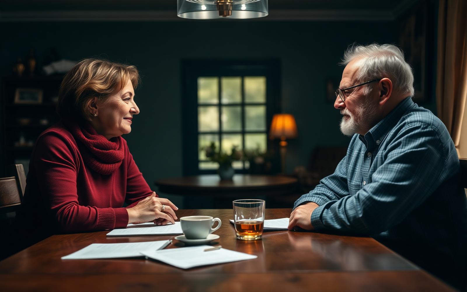 Adviseur bespreekt rustig documenten met nabestaanden aan tafel